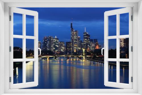 Fototapeta Naklejka Na Ścianę Okno 3D - Frankfurt-Skyline am Abend