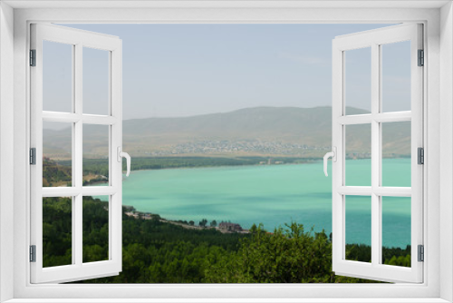 Fototapeta Naklejka Na Ścianę Okno 3D - beautiful view to lake and mountains in Sevan city Armenia