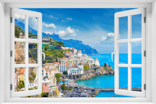 Fototapeta Naklejka Na Ścianę Okno 3D - Beautiful seaside city Amalfi in province of Salerno, in region of Campania, Italy