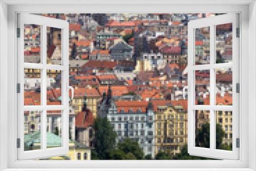Fototapeta Naklejka Na Ścianę Okno 3D - Summer Prague City from the Hill Petrin, Czech Republic