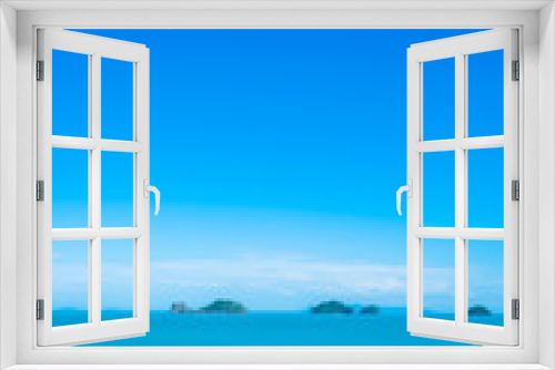 Fototapeta Naklejka Na Ścianę Okno 3D - Beautiful tropical sea ocean with coconut palm tree on blue sky white cloud