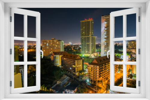 Fototapeta Naklejka Na Ścianę Okno 3D - Pattaya night view in the view from the hotel window