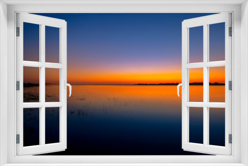 Fototapeta Naklejka Na Ścianę Okno 3D - Lake, Sea, Sunset, Sky, Orange Color