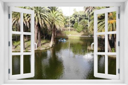 Fototapeta Naklejka Na Ścianę Okno 3D - Lago Lanchas Lanchitas Parque Rodo Montevideo Uruguay
