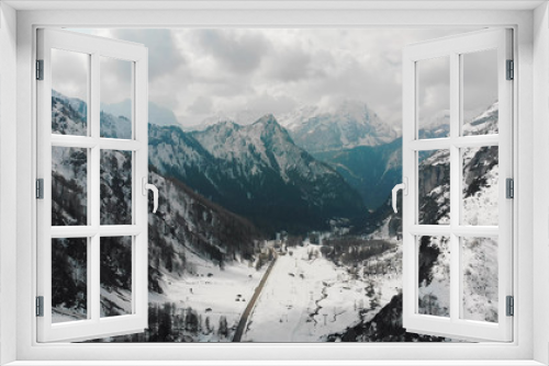 Fototapeta Naklejka Na Ścianę Okno 3D - Landscape of mountains and a road - Dolomites, Italy
