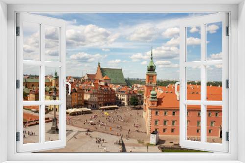 Fototapeta Naklejka Na Ścianę Okno 3D - Plac Zamkowy w Warszawie z Zamkiem Królewskim i Kolumną Zygmunta