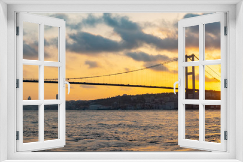 Fototapeta Naklejka Na Ścianę Okno 3D - Bosphorus Sultan Mehmet Bridge in Istanbul at sunset. Turkey