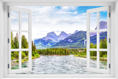 Fototapeta Naklejka Na Ścianę Okno 3D - Bow River in the Town of Canmore on the Banff Range of the Canadian Rockies