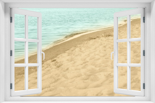 Fototapeta Naklejka Na Ścianę Okno 3D - View of sea water and beach sand on sunny summer day