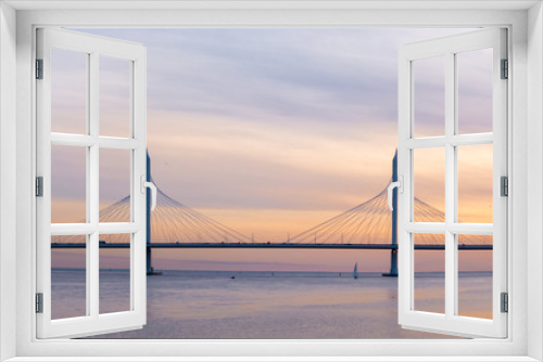 Fototapeta Naklejka Na Ścianę Okno 3D - Sunset bridge sea water