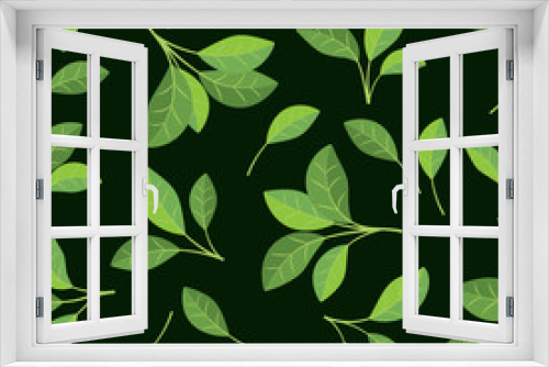Fototapeta Naklejka Na Ścianę Okno 3D - leaves pattern