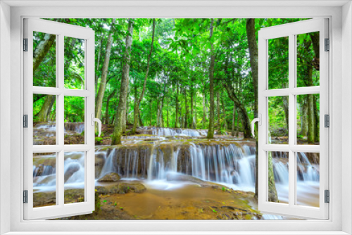 Fototapeta Naklejka Na Ścianę Okno 3D - Waterfall in Tropical Rain forest ,Pa Wai Waterfall,Tak Province, Thailand