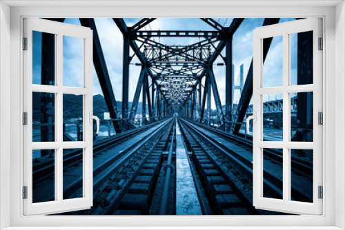 Fototapeta Naklejka Na Ścianę Okno 3D - Close-up of Railway Bridge Steel Frame,Chongqing Yangtze River Metal Railway Bridge, China