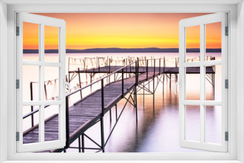 Fototapeta Naklejka Na Ścianę Okno 3D - Sunset over lake Balaton, Hungary