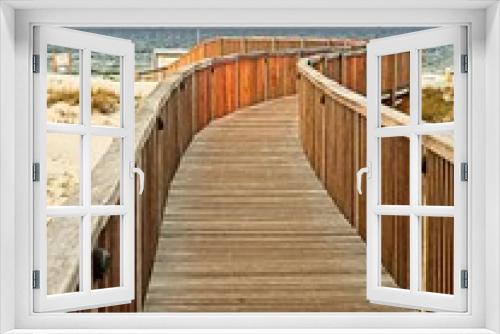 Fototapeta Naklejka Na Ścianę Okno 3D - Wooden Pathway to the Beach 2
