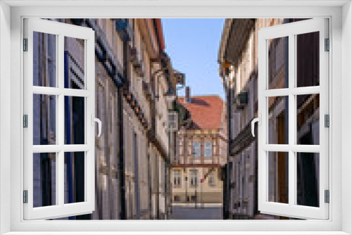 Fototapeta Naklejka Na Ścianę Okno 3D - Fachwerkhäuser in der Altstadt von Goslar im Harz in Niedersachsen, Deutschland 