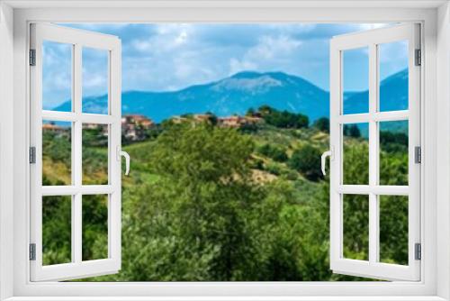 Fototapeta Naklejka Na Ścianę Okno 3D - wide panorama of farm hills in the Italian apennines mountains of Lazio region