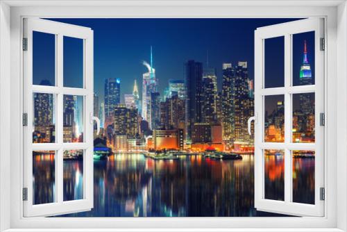 Fototapeta Naklejka Na Ścianę Okno 3D - Panoramic view on Manhattan at night, New York, USA