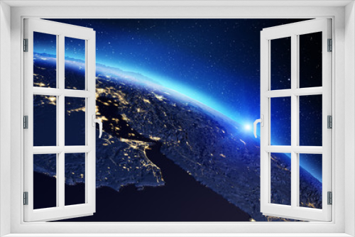 Fototapeta Naklejka Na Ścianę Okno 3D - Planet Earth sunrise. 3d rendering