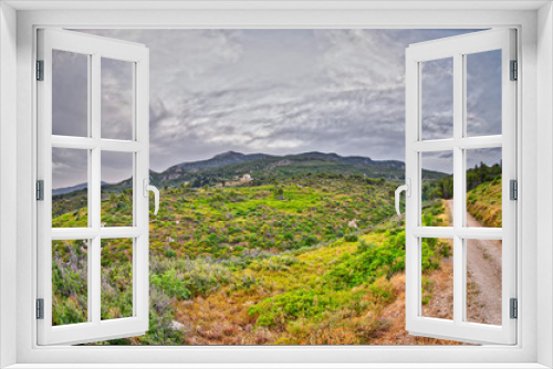 Fototapeta Naklejka Na Ścianę Okno 3D - low vegetation Mediterranea Greece Athens mountain