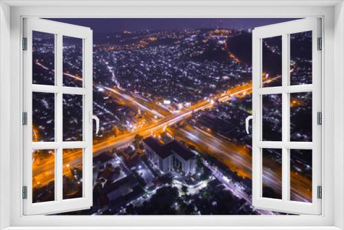 Fototapeta Naklejka Na Ścianę Okno 3D - aerial view metropolis city light semarang  indonesia