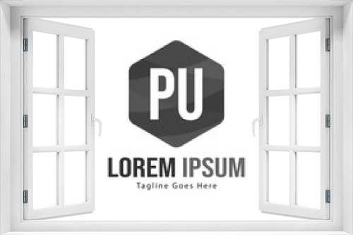 Initial PU logo template with modern frame. Minimalist PU letter logo vector illustration