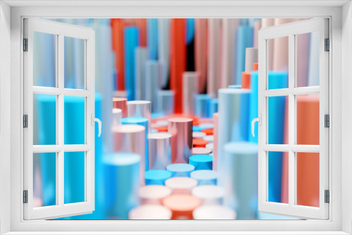 Fototapeta Naklejka Na Ścianę Okno 3D - The background of the multi-colored cylinders is chaotic