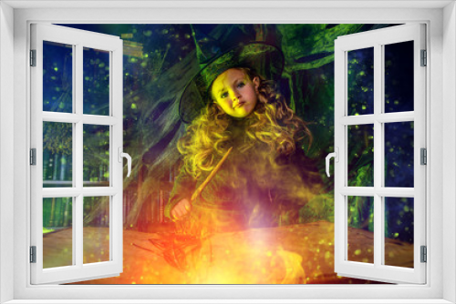 Fototapeta Naklejka Na Ścianę Okno 3D - cute little witch
