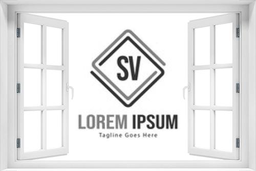 Initial SV logo template with modern frame. Minimalist SV letter logo vector illustration