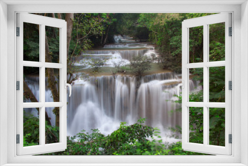 Fototapeta Naklejka Na Ścianę Okno 3D - Huaymaekamin Waterfall is beautiful waterfall in Kanchanaburi , Thailand