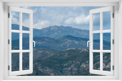 Fototapeta Naklejka Na Ścianę Okno 3D - Mountain backdrop to the town of Saint Florent, Corsica