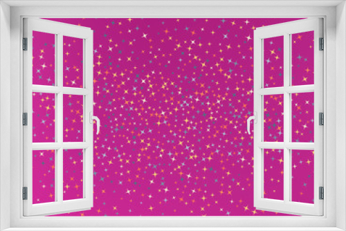 Magenta color background. Stars confetti. 