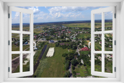 Aerial view of the Saburb landscape (drone image).Kiev Region