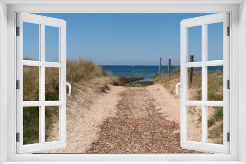 Fototapeta Naklejka Na Ścianę Okno 3D - access beach of isle Noirmoutier by sand pathway in Vendee France