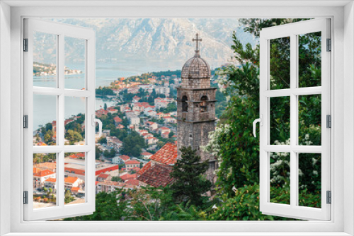 Church Our Lady of Remedy on the high hill above the ancient town Kotor, Montenegro