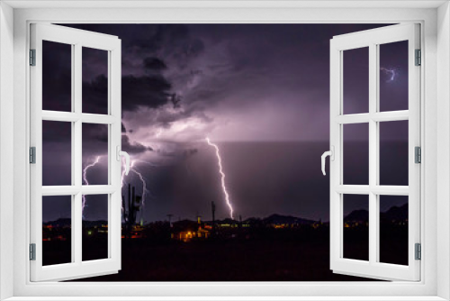 Fototapeta Naklejka Na Ścianę Okno 3D - Desert Lightning Storm