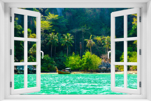 Fototapeta Naklejka Na Ścianę Okno 3D - isola tropicale palme barche