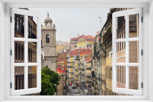 Fototapeta Naklejka Na Ścianę Okno 3D - Old Lisbon street and buildings