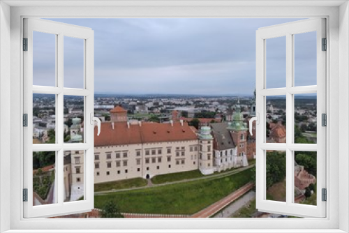 Aerial photo from drone. The culture and historical capital of Poland. Comfortable and beautiful Krakow. The land of Legend. The Wawel Castle.