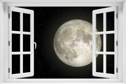 Fototapeta Naklejka Na Ścianę Okno 3D - Full Moon view from space in night sky. (Elements of this image furnished by NASA.)