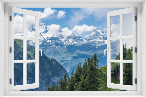 Fototapeta Naklejka Na Ścianę Okno 3D - Beautiful swiss alps mountains. Alpine meadows.