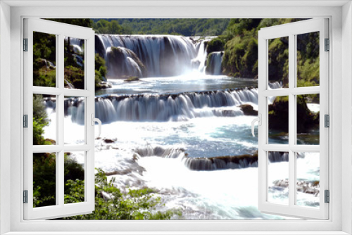 Fototapeta Naklejka Na Ścianę Okno 3D - amazing waterfall in forest, Bosnie