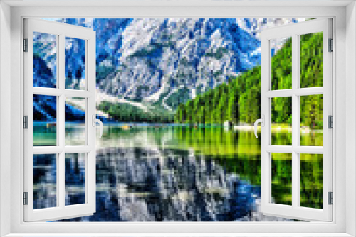 Fototapeta Naklejka Na Ścianę Okno 3D - Croda del Becco, Lago di Braiers, Dolomiti, Italia