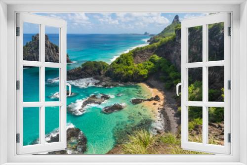 Fototapeta Naklejka Na Ścianę Okno 3D - Stunning view of one of the most beautiful places in the world, Baía Porcos in Fernando de Noronha