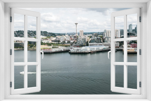 Fototapeta Naklejka Na Ścianę Okno 3D - Downtown Seattle waterfront aerial pier landscape views