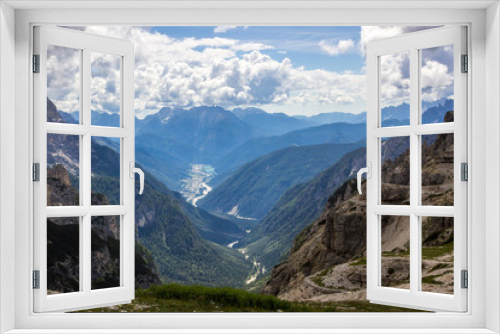 Fototapeta Naklejka Na Ścianę Okno 3D - clouds over mountain trail in Dolomites