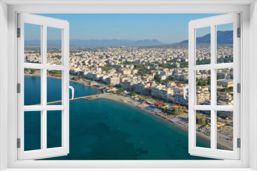Fototapeta Naklejka Na Ścianę Okno 3D - Aerial drone photo of famous seaside town and port of Kalamata, South Peloponnese, Greece