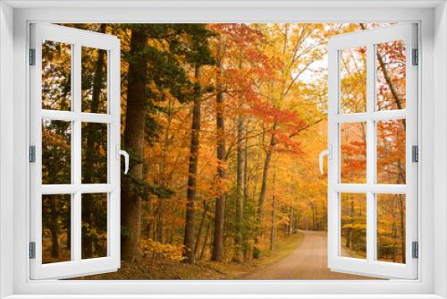 Fototapeta Naklejka Na Ścianę Okno 3D - Autumn Drive