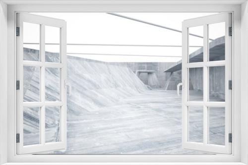 Fototapeta Naklejka Na Ścianę Okno 3D - Abstract white and concrete interior. 3D illustration and rendering.