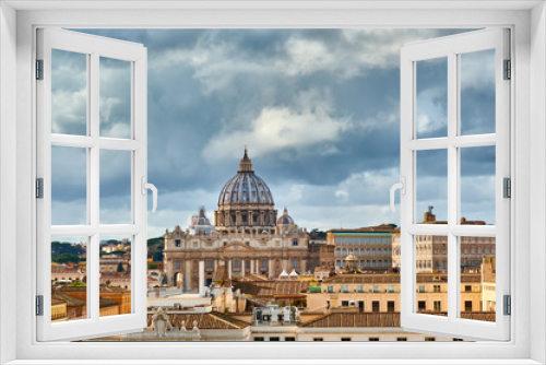 Fototapeta Naklejka Na Ścianę Okno 3D - St. Peter's cathedral in Vatican view from Castle of the Holy Angel (Castel Sant'Angelo) in Rome, Italy